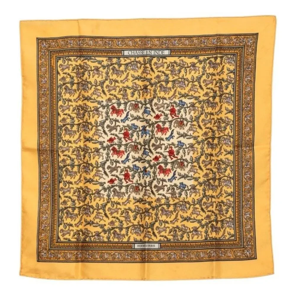 Hermes Silk Carre 45 Chasse En Inde Scarf Multicolor
